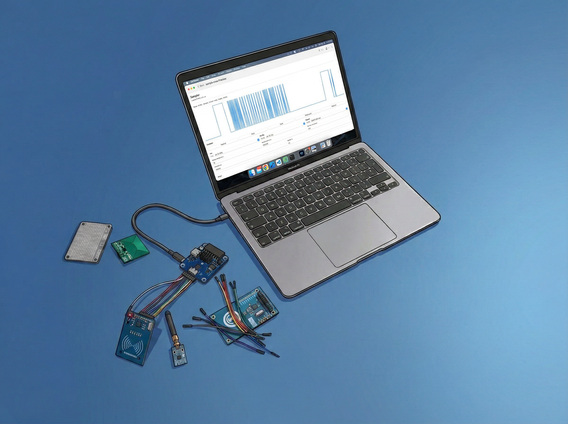 EMWaver connected to laptop with modules